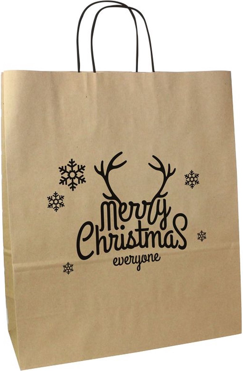 Kersttassen Papier 35+14x41 - Merry Christmas everyone - 25 stuks