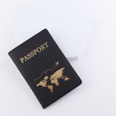 Wereldkaart Premium Lederen Paspoorthoes - Paspoorthouder - Paspoort Protector - Zwart