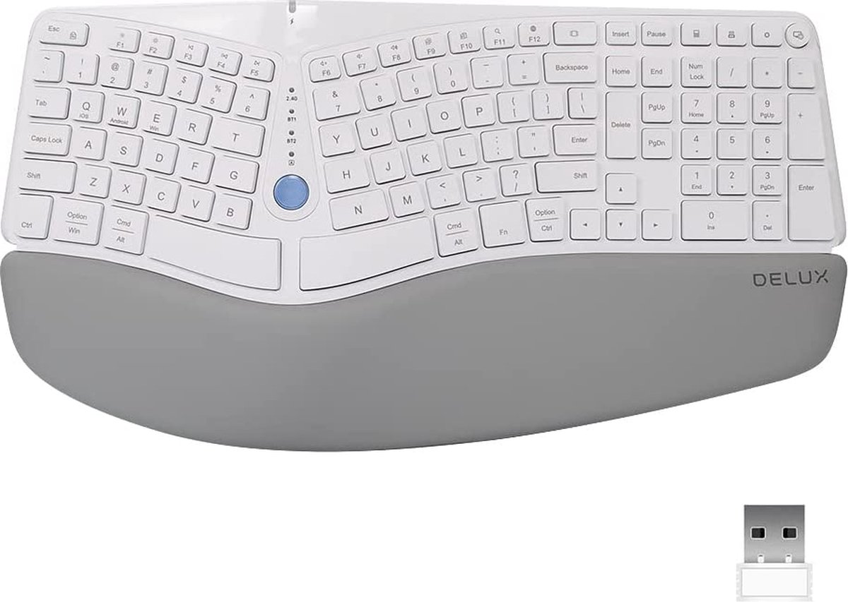 Clavier numérique sans fil, rechargeable 2.4g clavier numérique portable  ergonomique pour les systèmes Mac Os (argent noir)