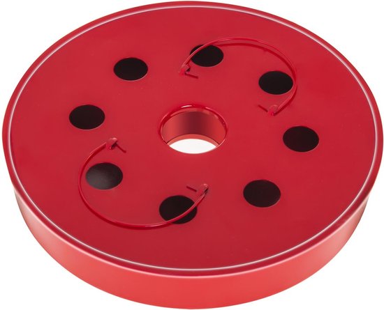 Rode ronde dop met zes gaten en metalen lussen, voor pijpreinigingsmachine.