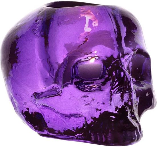 Kosta Boda Still Life Waxinelichthouder schedelvorm paars - 115mm