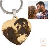 Gepersonaliseerde Titanium sleutelhangers hart met foto en tekst - Sleutelhanger liefde - Moederdag cadeautje voor mama