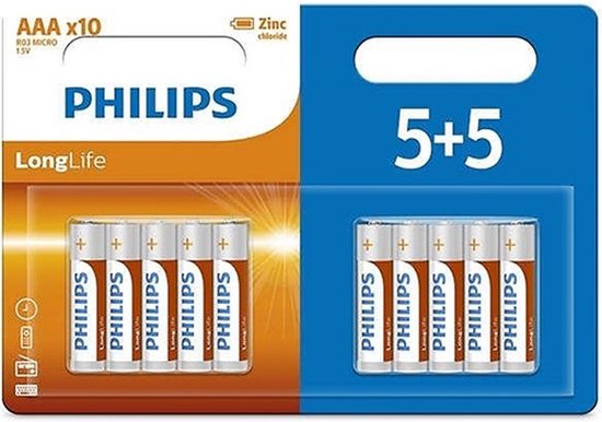 Philips Longlife - AAA batterijen – 5+5 blisterverpakking