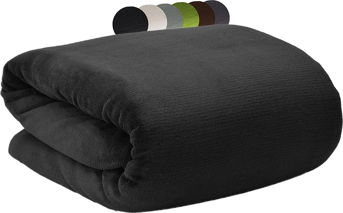 Beautissu Aurelia – Zacht Fleece Deken 150 x 200 cm – Fleece Plaid Zwart