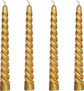 Comforder Set van 4 Gedraaide Kaarsen - 19cm Goud - Lange Draai Dinerkaarsen - Swirl/Twist Candles