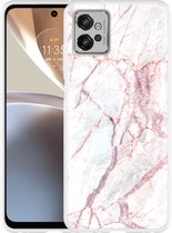 Motorola Moto G32 Hoesje White Pink Marble - Designed by Cazy