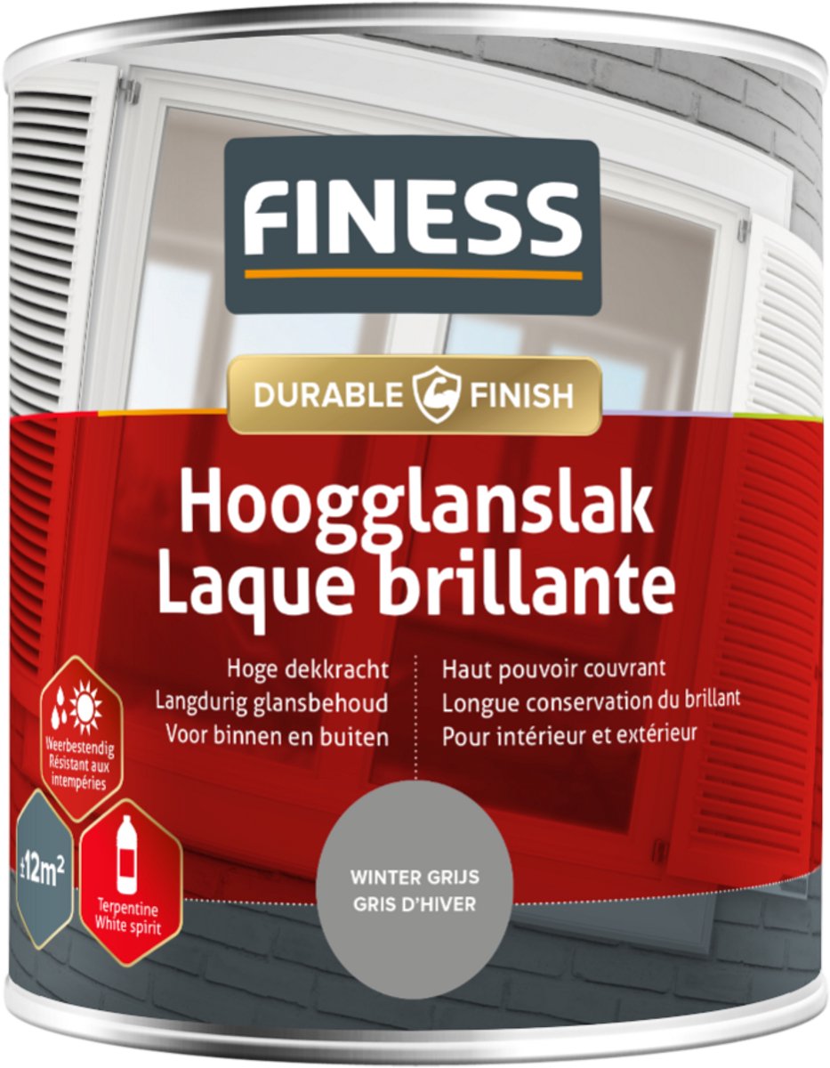 Finess Hoogglanslak - winter grijs - 750 ml