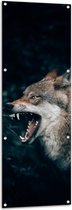 WallClassics - Tuinposter – Grote Boze Wolf - 50x150 cm Foto op Tuinposter  (wanddecoratie voor buiten en binnen)