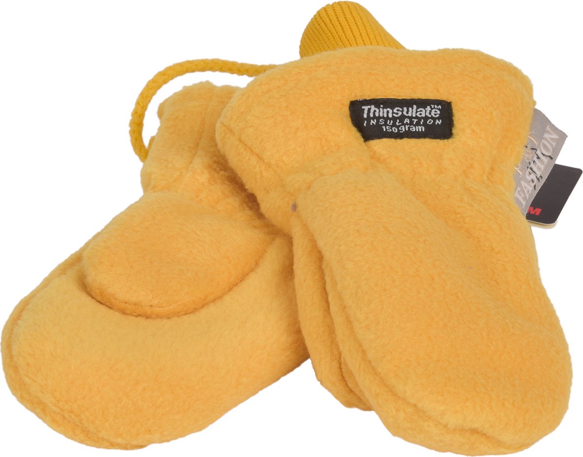 P&T  Wanten Kinderen met Touwtje - Fleece - Thinsulate Voering - Oker - 3j