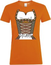 Dames T-shirt Dirndl | Oktoberfest dames heren | Tiroler outfit | Carnavalskleding dames heren | Oranje dames | maat XXL