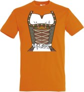 T-shirt Dirndl | Oktoberfest dames heren | Tiroler outfit | Carnavalskleding dames heren | Oranje | maat M