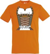 T-shirt Dirndl | Oktoberfest dames heren | Tiroler outfit | Carnavalskleding dames heren | Oranje | maat XXL