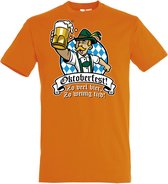 T-shirt Oktoberfest Zo veel bier zo weinig tijd | Oktoberfest dames heren | Tiroler outfit | Carnavalskleding dames heren | Oranje | maat S