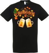 T-shirt Oktoberfest hoed en bier | Oktoberfest dames heren | Tiroler outfit | Carnavalskleding dames heren | Zwart | maat M