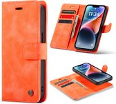 Casemania Hoesje Geschikt voor Apple iPhone 14 Topaz Orange - 2 in 1 Magnetic Book Case