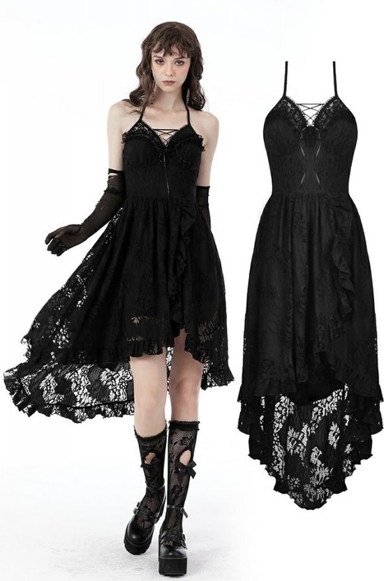 Scarlet Darkness Rockabilly damesjurk, gothic, mouwloos, high low