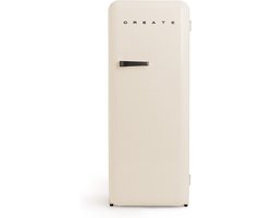 CREATE - Koelkast in retrostijl - Gebroken wit - Handvat Zwart - FRIDGE RETRO 281L