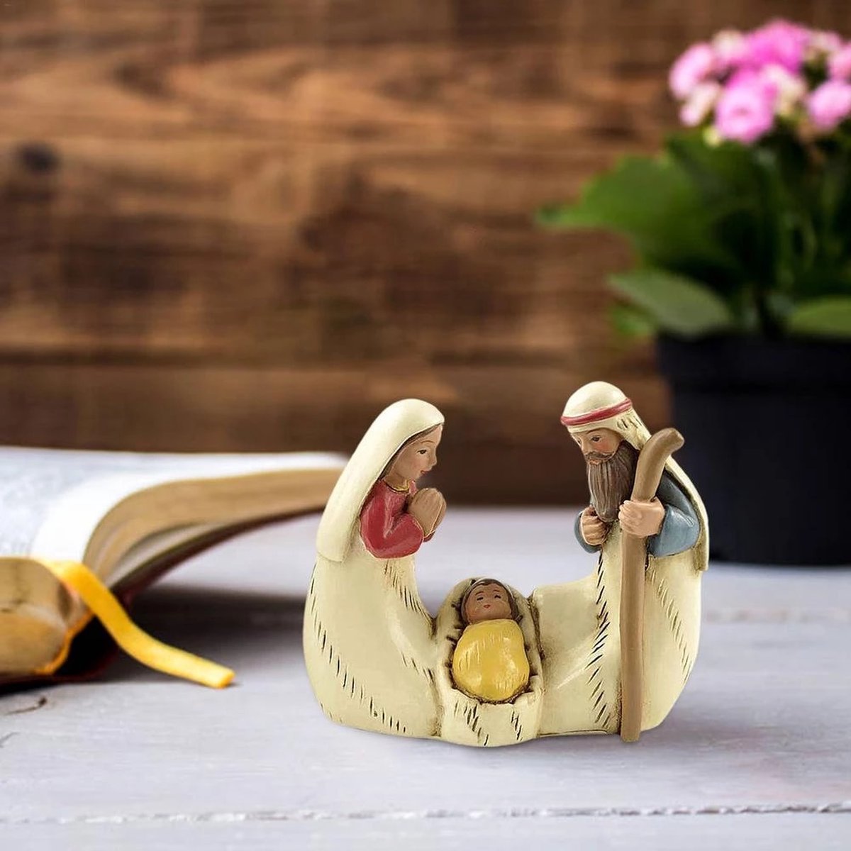Jézus Születési Figura Miniatűr Gyanta Szobor Kerti Udvari Dekoráció Otthoni Beltéri Kültéri