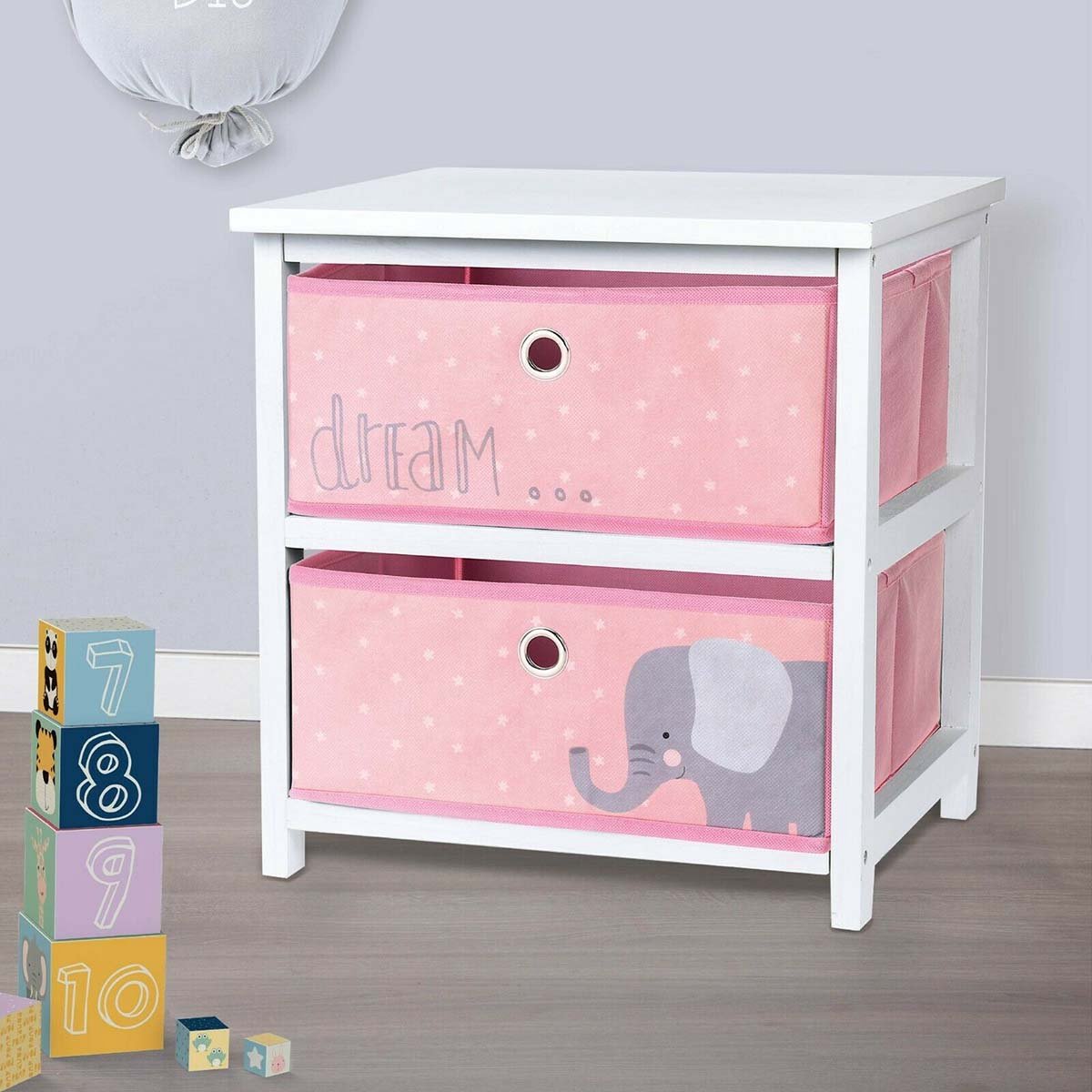 AIYAPLAY Kindernachtkastje Kindernachtkastje met lade en nis, Kleine bijzettafel van hout voor de kinderkamer, 40L x 32,5B x 40H cm, groen