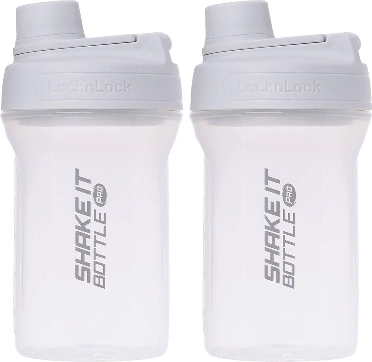 Goedkoopste Lock&Lock Shakebeker - Proteïne Shaker - Smoothie beker to go - Met Deksel - 650 ml - Lichtgrijs - Set van 2 stuks - Lekvrij - BPA vrij - LocknLock