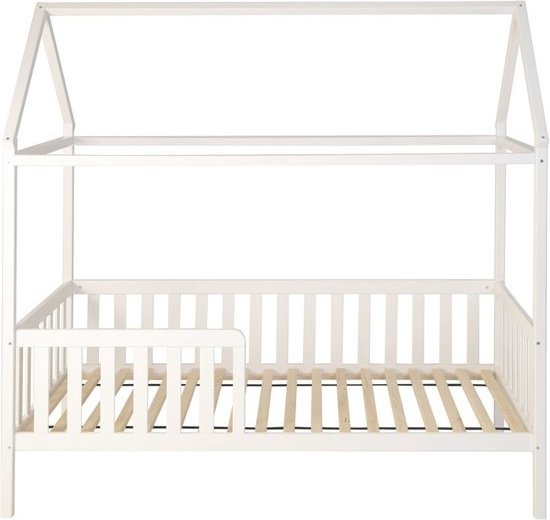 Maison de lit maison - lit bébé en bois avec clôture - 200 x 90 cm - blanc