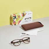 BARNER SCREEN GLASSES -Leesbril Preassembled reading glasses with soft touch spectacle frames- “Dalston - col. Blue Tortoise” met Bruin Glasses Case ver. Neutral