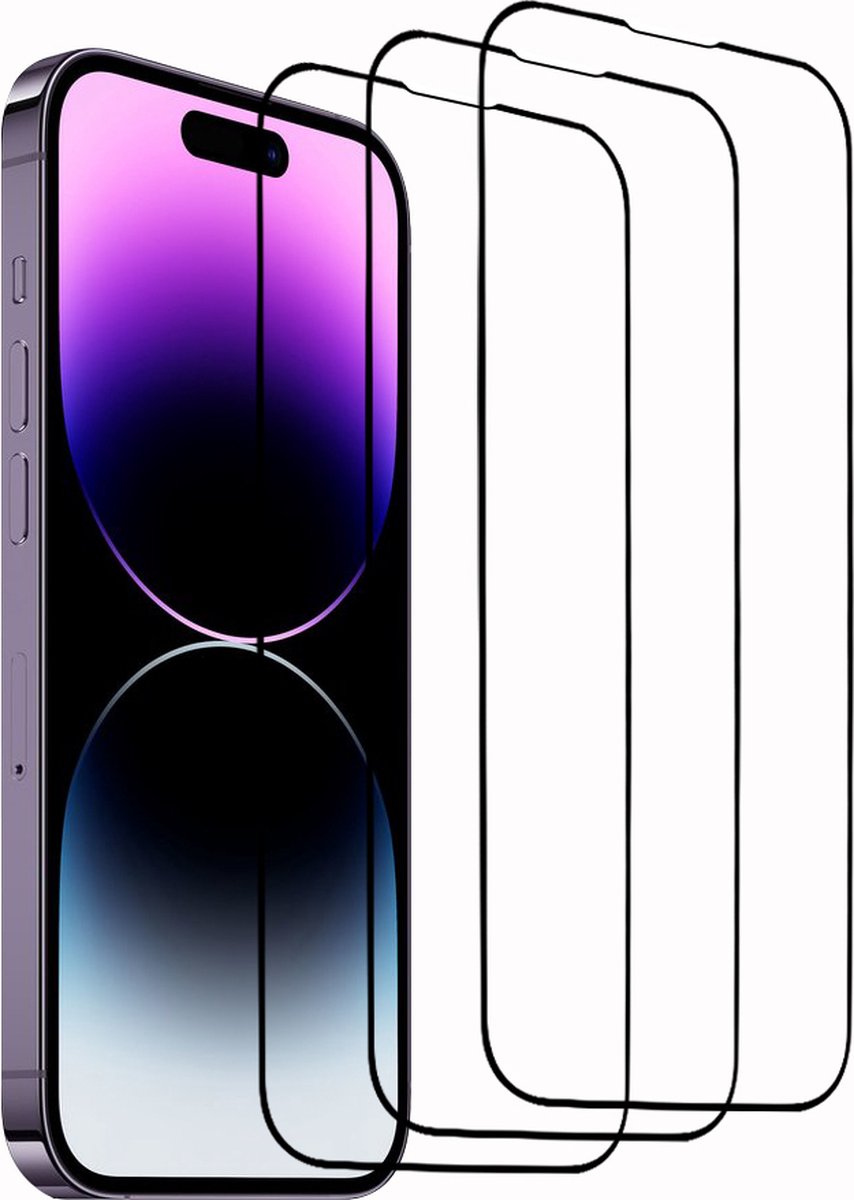 3x iPhone 14 Pro Max Screenprotector - gehard beschermglas screen protector glas iPhone 14 Pro Max - full cover - Arara