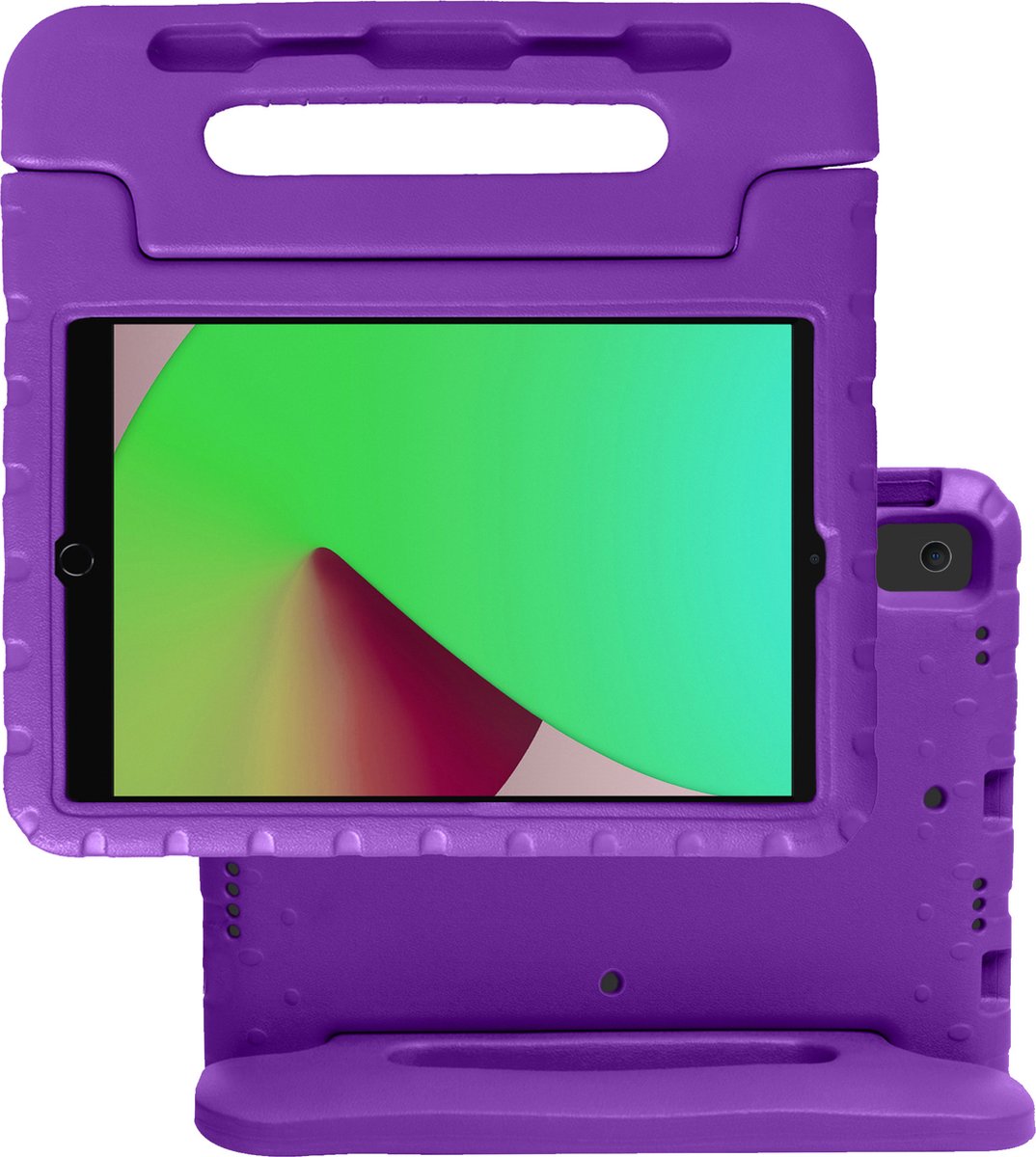 Hoesje Geschikt voor iPad 10.2 2020 Hoesje Kinderhoes Shockproof Hoes Kids Case - paarse