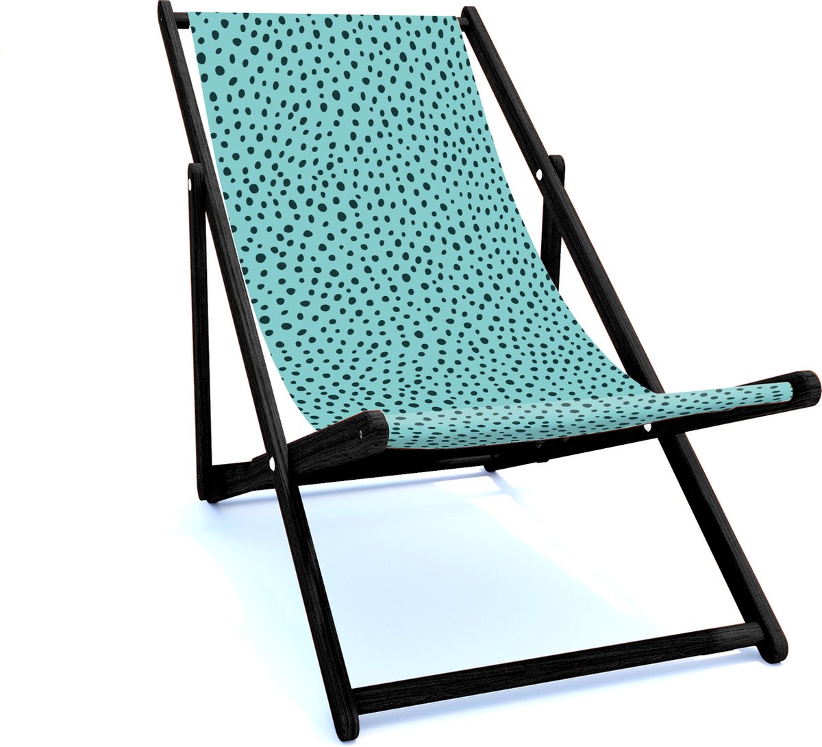 Holtaz Strandstoel Hout Inklapbaar Comfortabele Zonnebed Ligbed met verstelbare Lighoogte met stoffen Patterns zwart houten frame