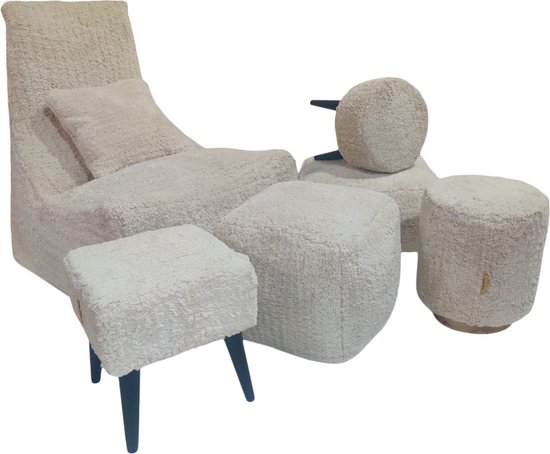 Moderne boucle gestoffeerde ijdelheid kruk sofa stoel met