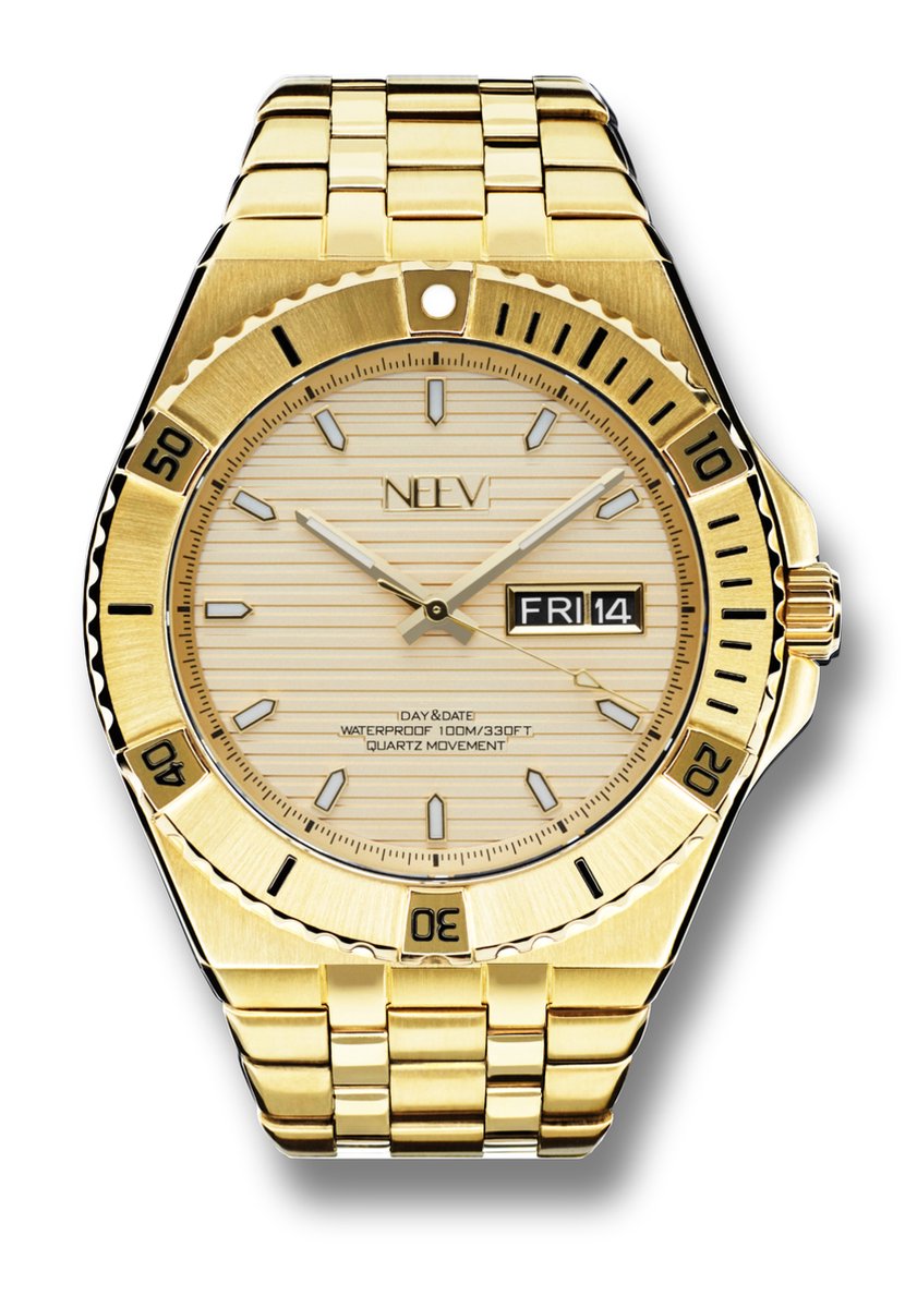 NEEV - Colmann | Goud Horloge | Horloges voor Mannen | Stainless Steel Sieraden | Ø42 mm | Quartz | Polshorloges heren |