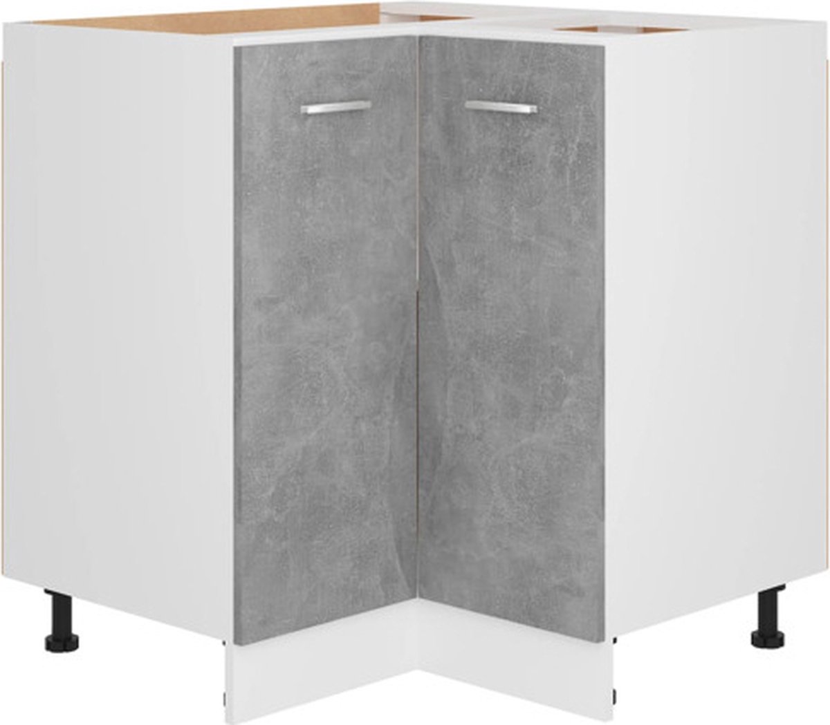 vidaXL Hoekonderkast - Lyon - 75,5x75,5x81,5 - cm - bewerkt - hout - betongrijs