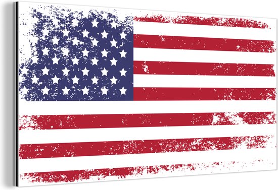 Décoration murale Métal - Peinture Aluminium Industrielle - Drapeau - Vintage - Amérique - 120x60 cm - Dibond - Photo sur aluminium - Décoration murale industrielle - Pour le salon / chambre