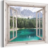 Wanddecoratie Metaal - Aluminium Schilderij Industrieel - Doorkijk - Italië - Berg - 80x60 cm - Dibond - Foto op aluminium - Industriële muurdecoratie - Voor de woonkamer/slaapkamer