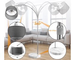 Monzana Booglamp - Incl. Kap Marmeren Voet - 150-175 cm - Grijs