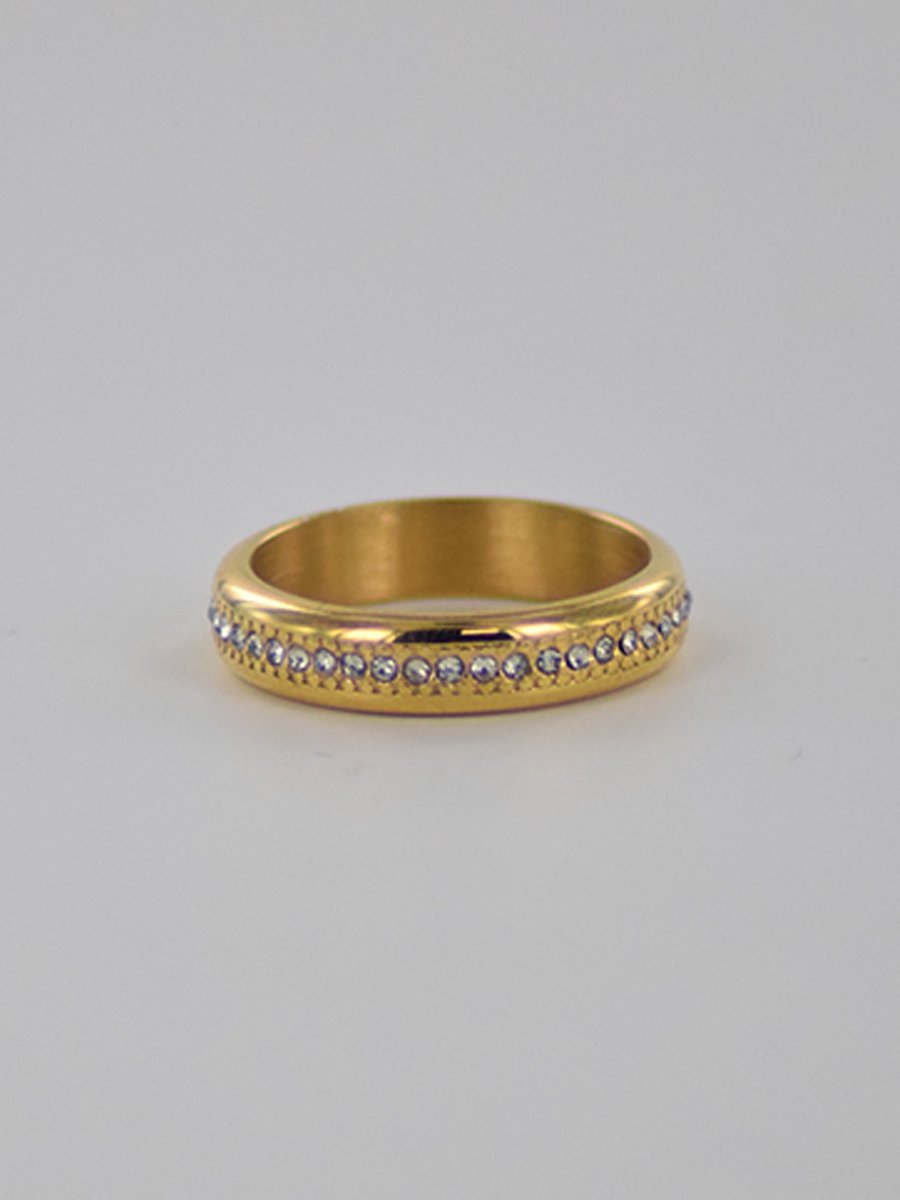 Ring met kleine steentjes maat 16 - goud