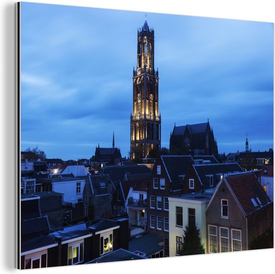 Wanddecoratie Metaal - Aluminium Schilderij - Domtoren - Utrecht - Licht - Dibond