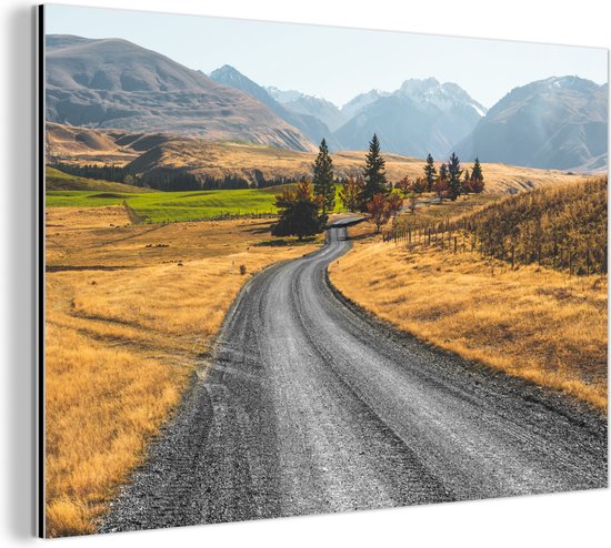 Wanddecoratie Metaal - Aluminium Schilderij - Weg Nieuw-Zeeland fotoprint