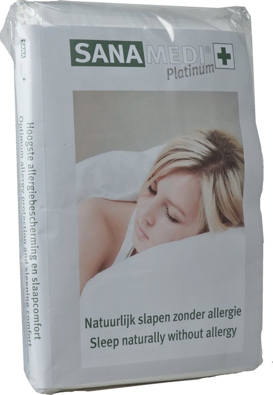 Sanamedi Platinum kussenhoes anti-allergie 50x70 cm - 100% bio katoen - huisstofmijt en allergeen stof dicht - kleur wit