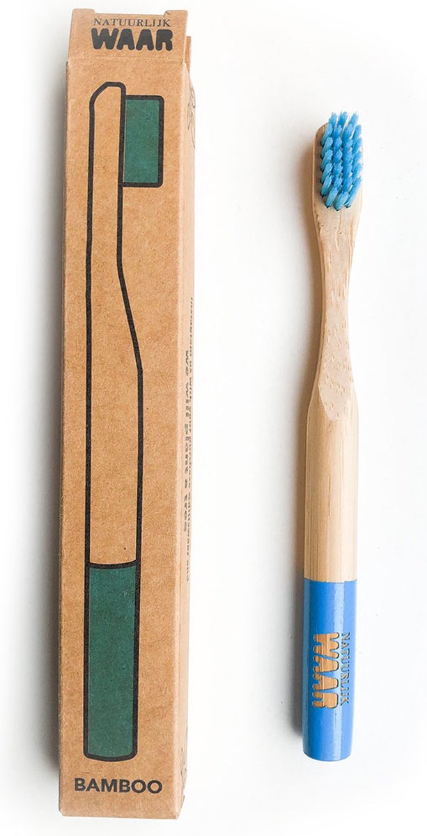 NatuurlijkWAAR - Bamboe tandenborstel kids - blauw