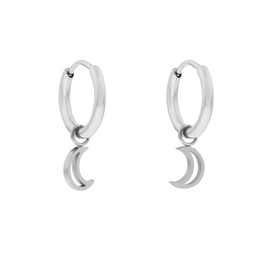 maan oorbellen zilver