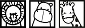 3-delige Dierenkopjes Leeuw Nijlpaard Giraf -- Wall Art by Cutting Edge Design - Cartoon Diertjes Kinderen Slaapkamer Peuter Kleuter Baby Babyshower Muurdecoratie Hout Wand Kader Muur Cadeau Geschenk Deco Wood Laser Woondecoratie Interieurdesign