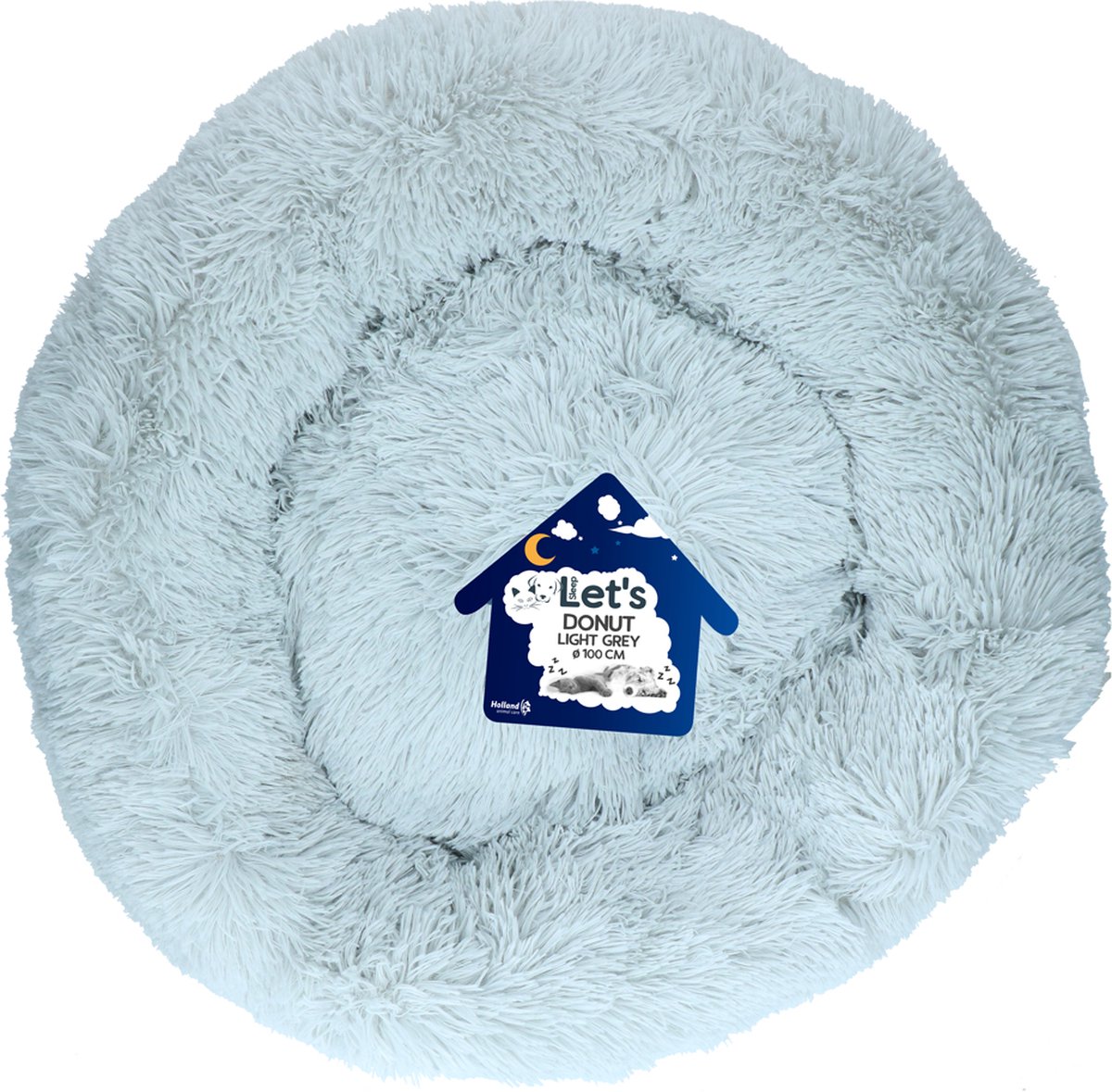 Let’s Sleep donut mand – Hondenmand – Kattenmand – Rond en Fluffy – Lichtgrijs – XXL – ø 100 cm