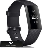 Siliconen Band Geschikt Voor Fitbit Charge 3 & 4 - Maat S/M - Zwart