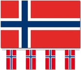 Bellatio Decorations - Vlaggen versiering set - Noorwegen - Vlag 90 x 150 cm en vlaggenlijn 4 meter