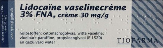Crème anesthésiante Lidocaine- Vaseline 3% - 30 grammes
