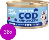 Edgard&Cooper Kitten Chunks 85 g - Kattenvoer - 36 x Kabeljauw&Kip