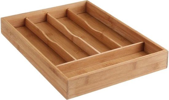 Bestekbak/keuken organizer 5-vaks bamboe hout - 34 x 25 cm