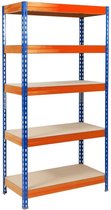 karatcommercial Stellingkast - Opbergrek - Grizzly - Blauw-Oranje - 220 x 120 x 60 cm