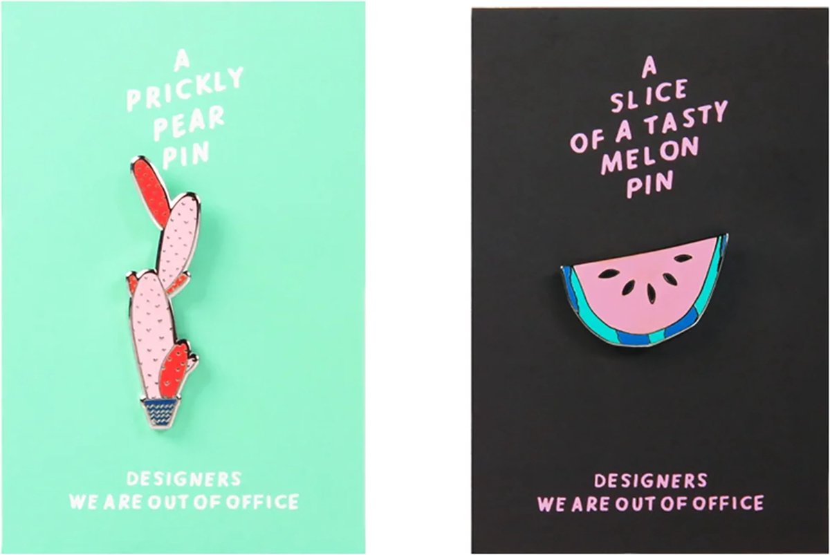 Speldjes - &Klevering - 2stuks - Pin - Broche - Watermelon - Cactus -  Accessoire - &Klevering Amsterdam